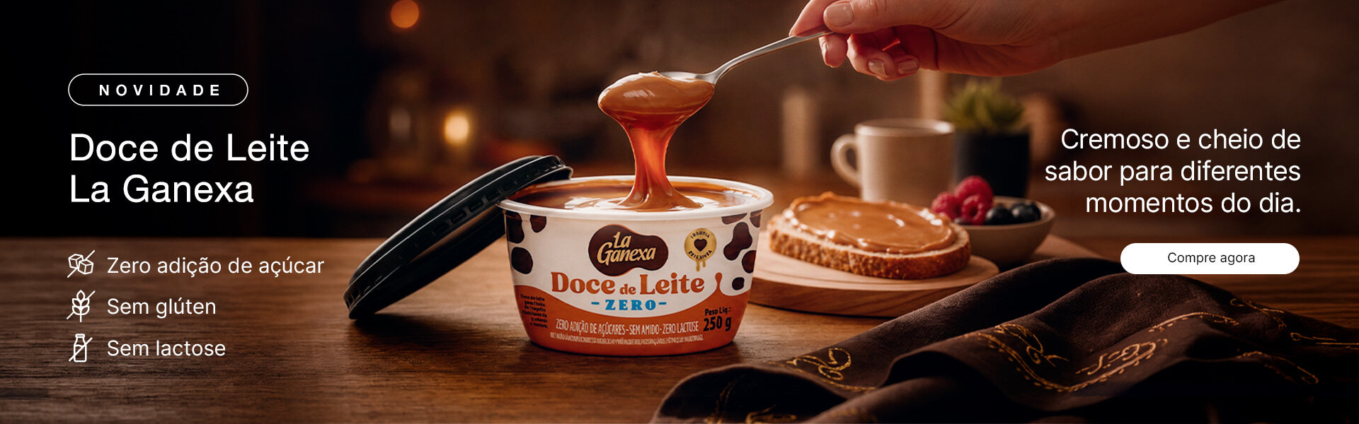 Doce de Leite Zero Lactose La Ganexa. Cremosa e saborosa
